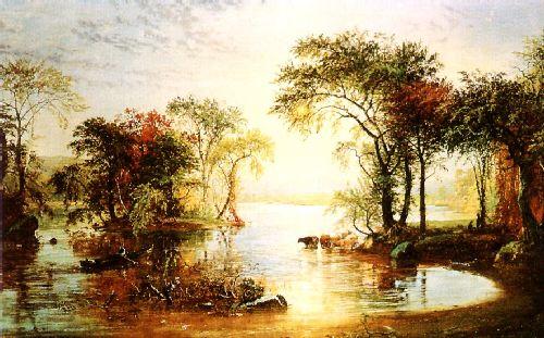 Jasper Cropsey Sunset Sailing oil painting image